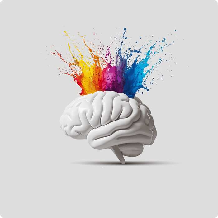 AI-powered brain illustration showing neural network automating social media content creation and management for marketing agencies